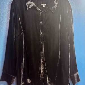 Talbots Black Velvet Button Down Shirt